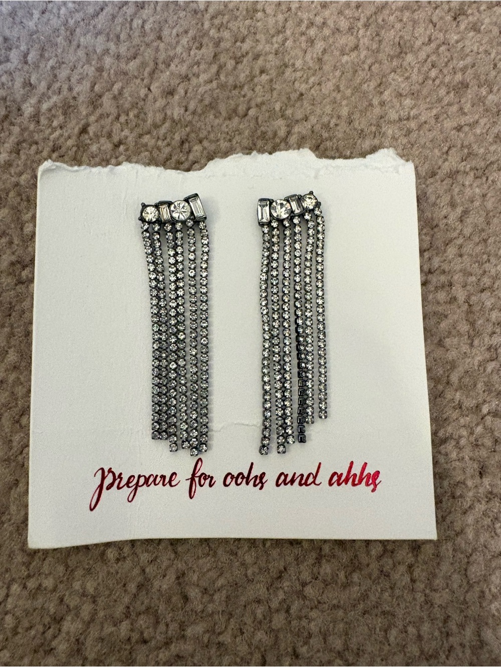 LOFT Silver-tone Rhinestone Fringe Drop Earrings